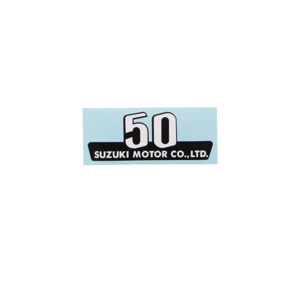 Seitendeckel Aufkleber schwarz/weiß für Suzuki K50 M (1975-1976)