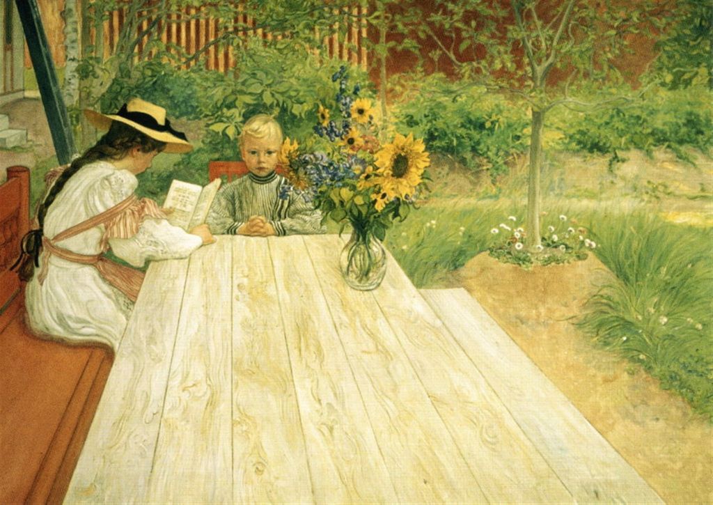 Kunstkarte Carl Larsson "Die erste Hausaufgabe"