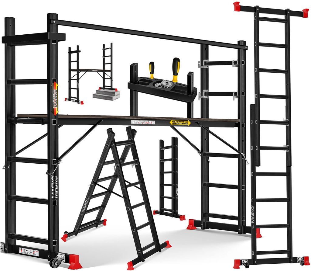 MASKO® Baugerüst mit Arbeitsbühne, Arbeitsgerüst 4in1 Produktbild 