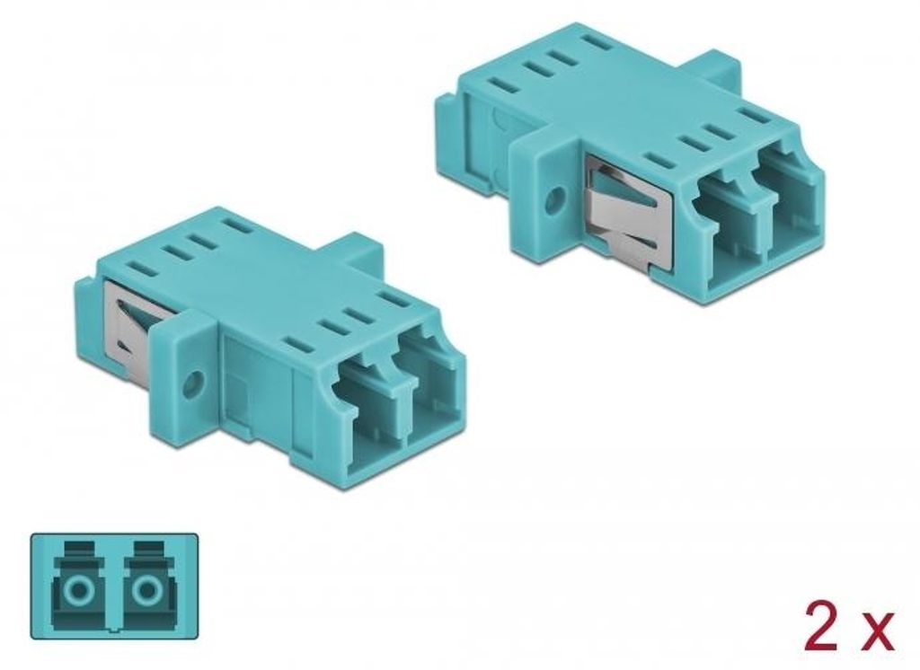Delock LWL Kupplung LC Duplex Buchse / Buchse Multimode 2 Stück hellblau