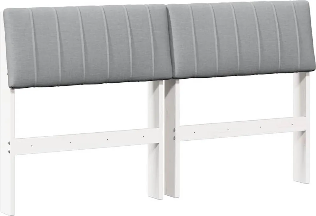 Testiera Imbottita 140 cm in Tessuto Grigio Chiaro e Pino Massiccio