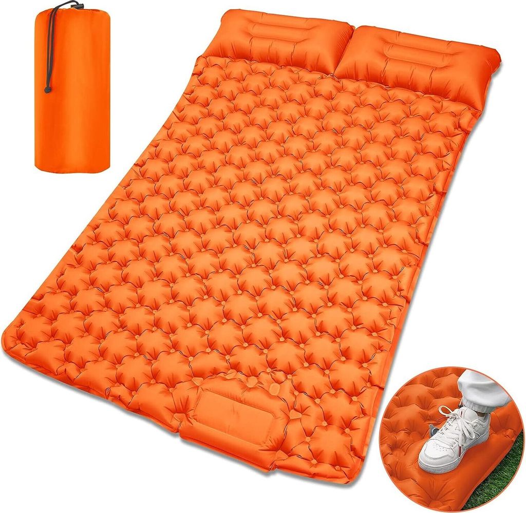 Welikera Isomatte Doppel Camping Luftmatratze selbstaufblasend,mit Kissen,195*125 * 9cm