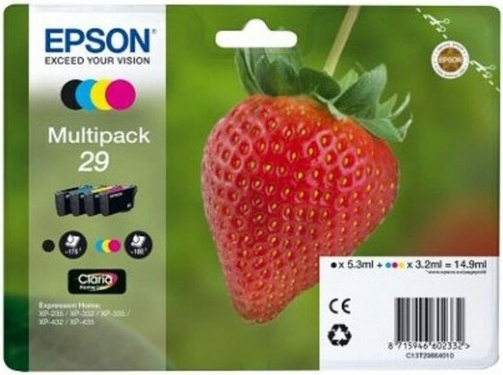 Original Tintenpatrone Epson Multipack 29 Gelb Schwarz Türkis Magenta