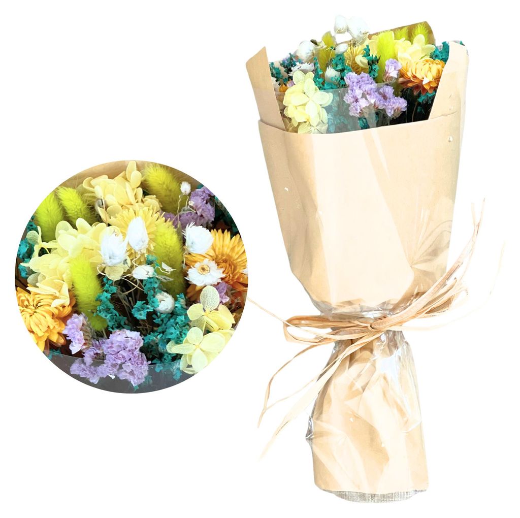 LAYBA Trockenblumenstrauß Bunt, getrocknete Blumen und Produktbild 