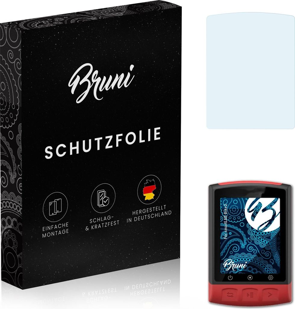 Bruni Basics-Clear 2x Schutzfolie kompatibel mit smartLAB Bike2 Folie