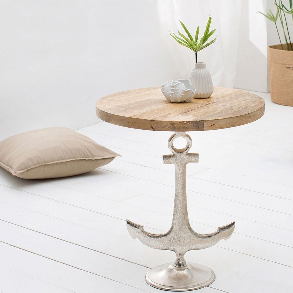 cagü: Design Beistelltisch [ANCORA] Mango mit Silber Produktbild 