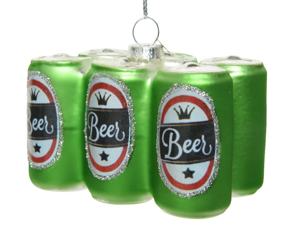 Christbaumschmuck Glas Bierdosen 9cm grün Produktbild 