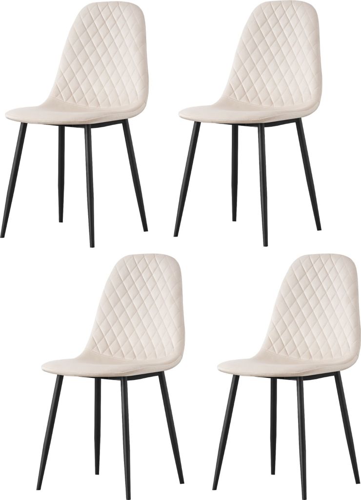 CasaDolce, 4-er Set Esszimmerstühl TIJOM, Textilien gepolstert, beige, schwarze Metallbasis, Esszimmermöbel
