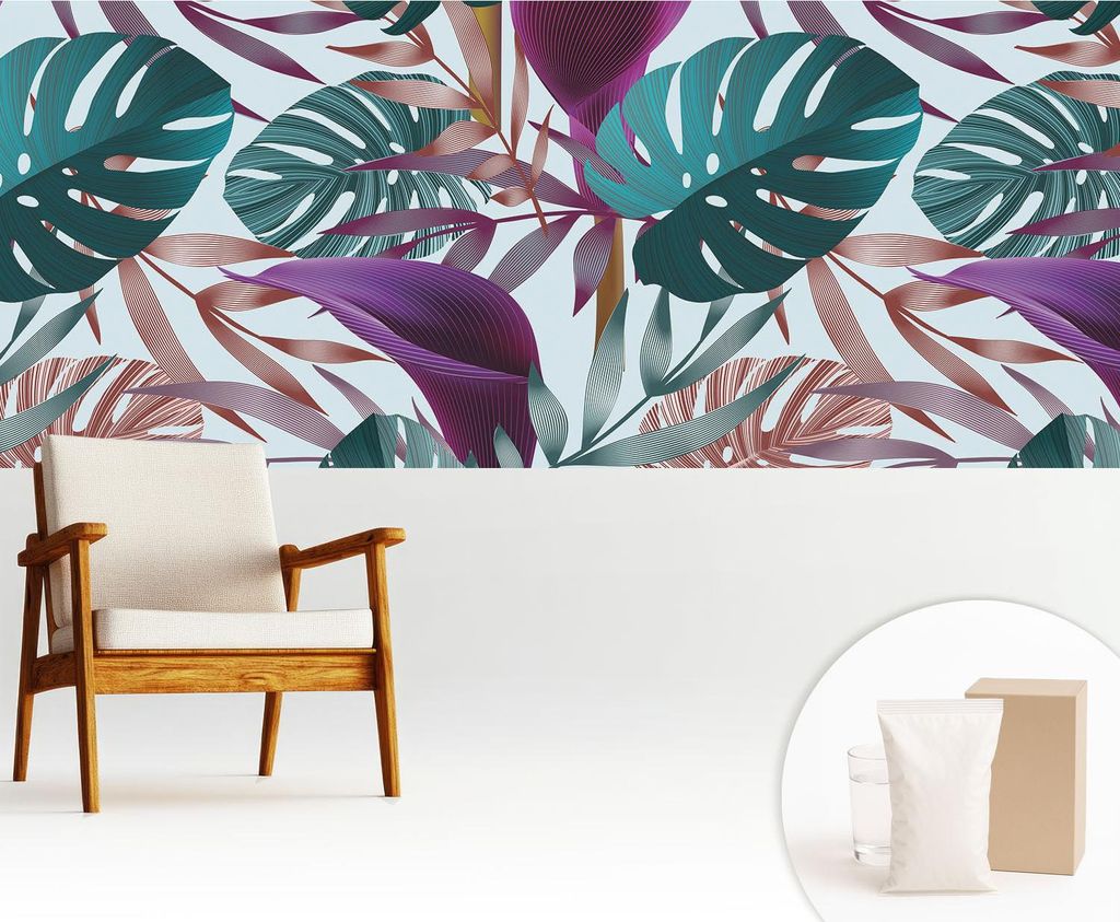 Fototapete - 250x104 cm - Tapete - Wandtapete - Wandbilder - Dekofolie - Tapete Folie - Wand - Dekoration - Wohnzimmer - Tropische Zusammensetzung