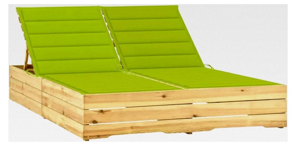 Sonnenliege aus Holz mit hellgrüner Auflage, klappbare Liege für Garten, Terrasse oder Balkon, ergonomisches Design 198x135x75 cm