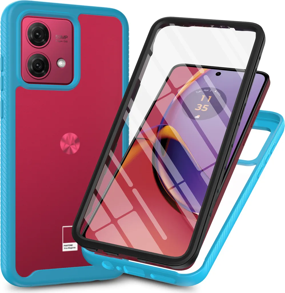 Custodia Motorola Moto G84 Blu: Protezione 360° Antiurto con Screen Protector