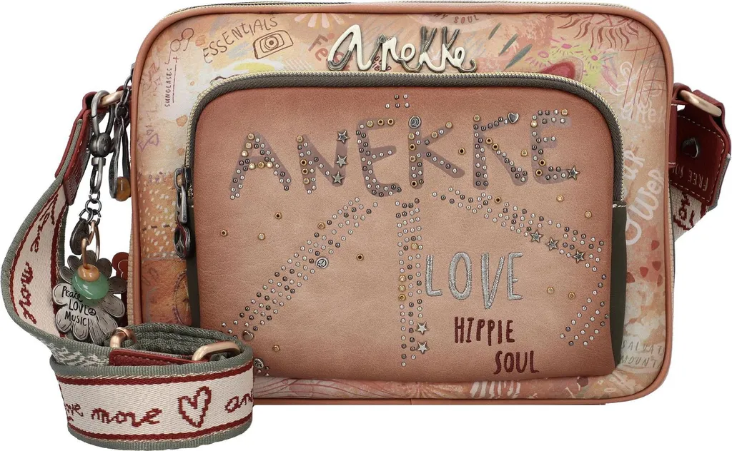 Anekke Peace & Love Flower Sac à Bandoulière 3 Compartiments Multicolore