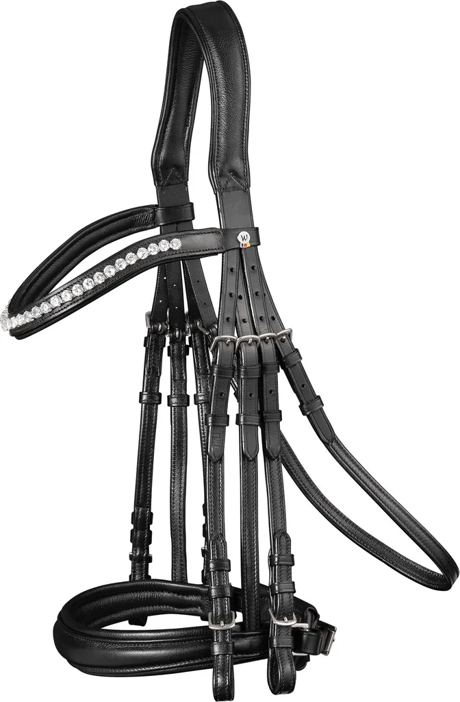 Bridon Kandarenzaum Supersoft noir pour chevaux de sport et CSO