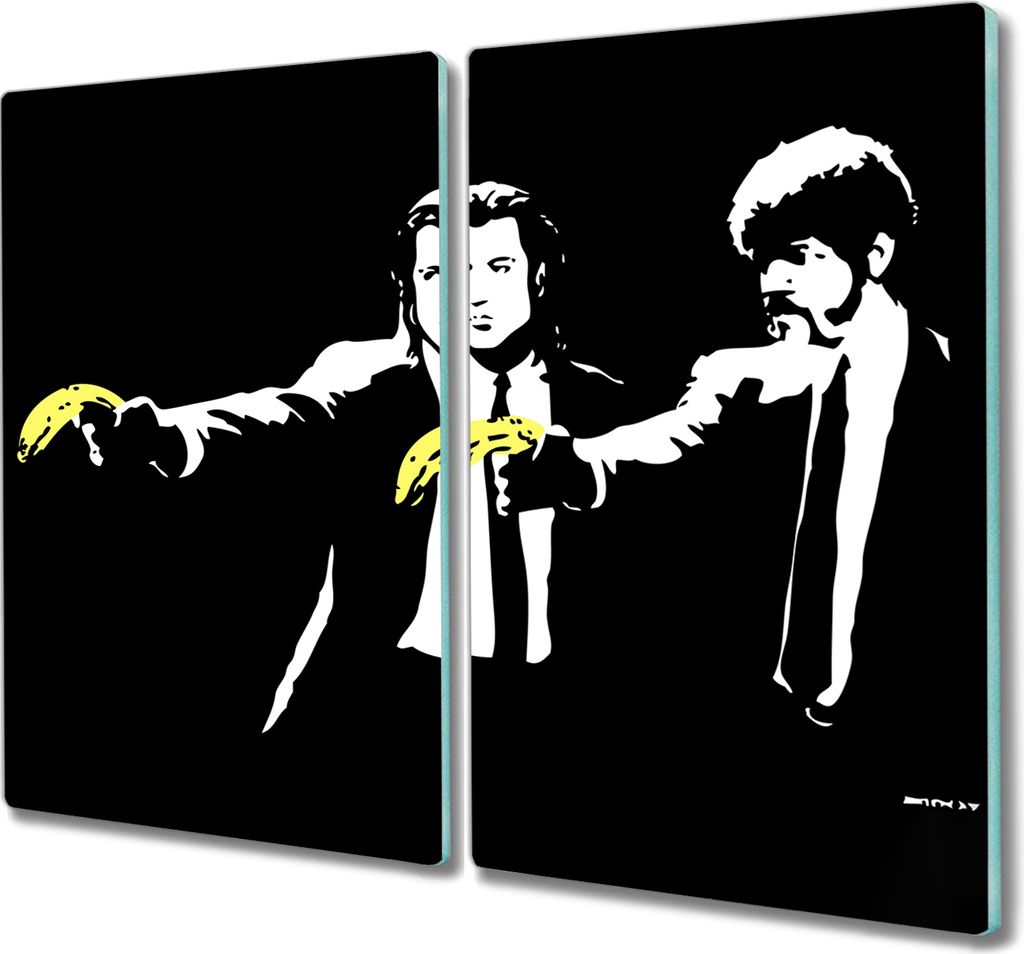 Coloray Küchenbrett Kochplattenabdeckung Hackbrett Schneidebrett Herdabdeckplatte 2x30x52 cm - Pulp Fiction Banksy