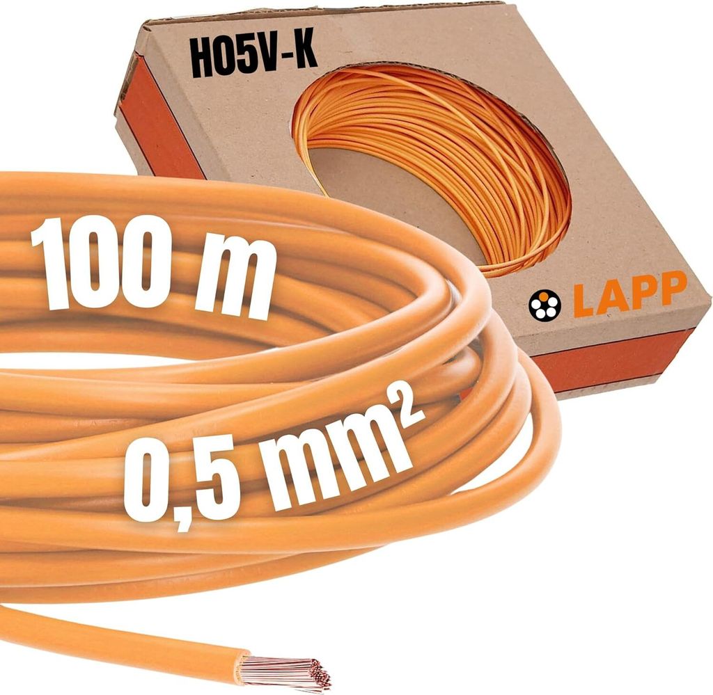 LAPP 4510091 Litze H05V-K 1 x 0.50 mm² Orange 100 m (4510091)