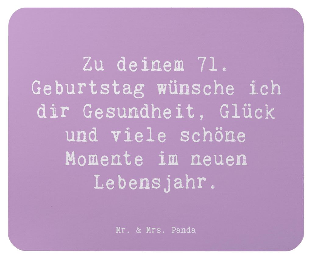 Mr. & Mrs. Panda Mauspad Spruch 71. Geburtstag - Lavendeltraum - Geschenk, Alter, Feier, pc mousepad, Freude, Dankbarkeit, Mouse Pad, laptop, Liebe...