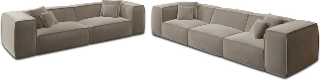 Samtstoff 4-3-Sitzer Sofa Set Arelia Taupe