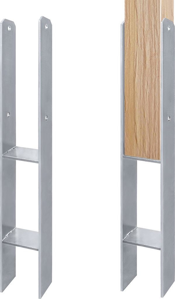 UISEBRT 2 Stück H-Pfostenträger feuerverzinkt H-anker Feuerverzinkt 81mm H-anker Feuerverzinkt, Materialstärke 5mm, Gesamthöhe 600 mm Zaunpfost...