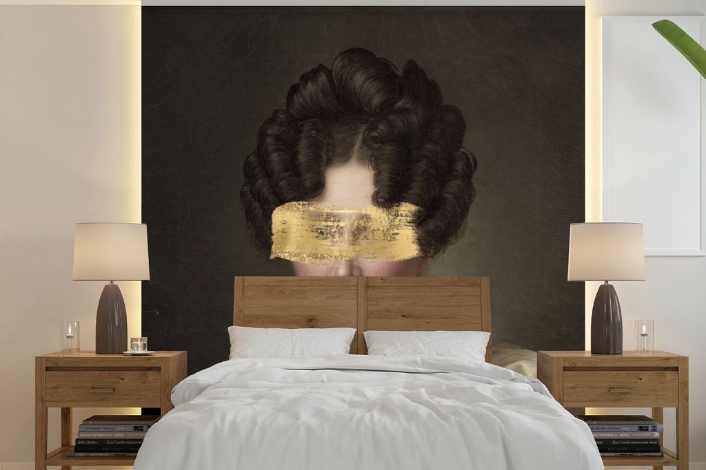 MuchoWow Fototapete für Wohnzimmer oder Schlafzimmer Wandtapete Vinyl Motivtapete Frau - Kunst - Farbe - 240x240 cm - Schlafzimmer-Tapete