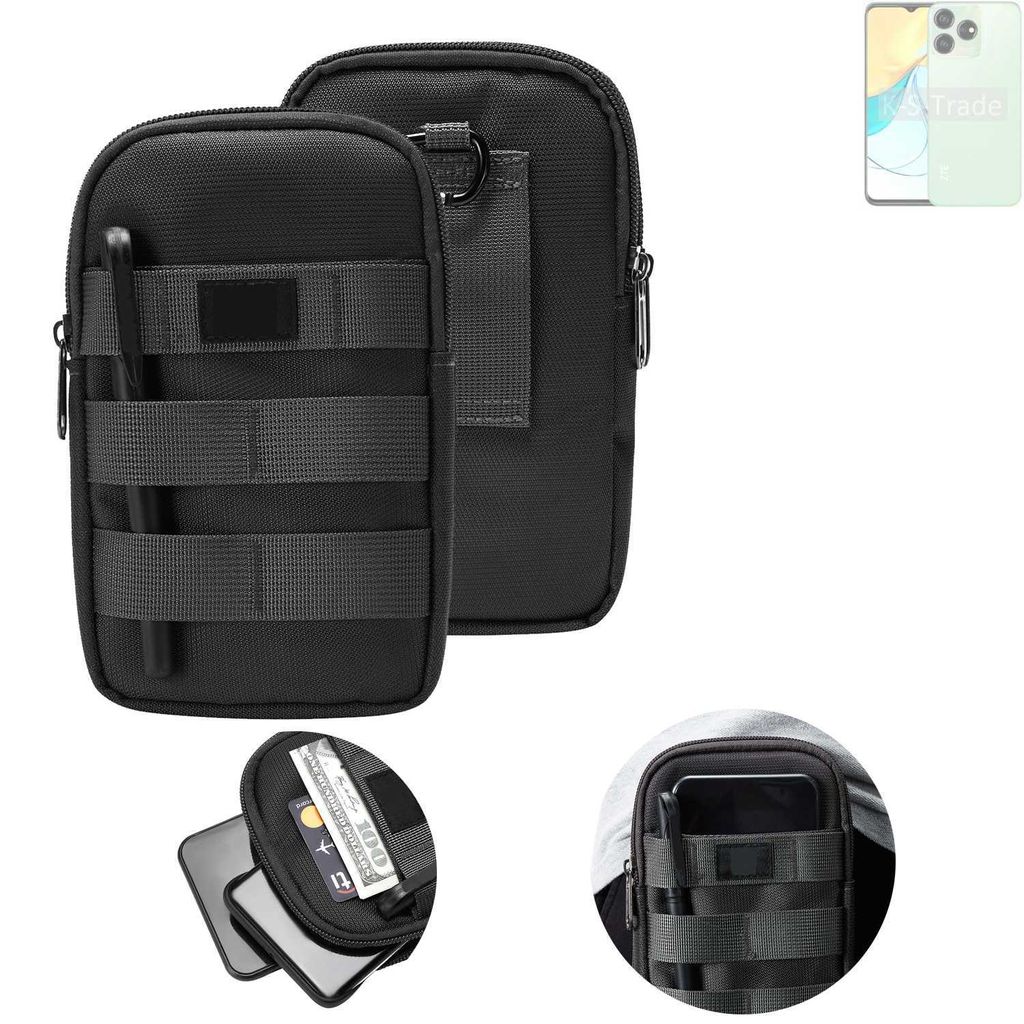 K-S-Trade Holster Gürtel Tasche kompatibel mit ZTE Blade V50 Design 4G Handy Tasche Schutz Hülle dunkel-grau viele Fächer, 1x