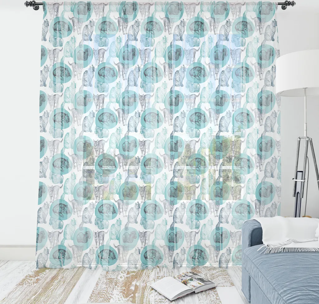 Decorazione Parete Cani e Gatti ABAKUHAUS 135x274 - Raso Blu Moderno