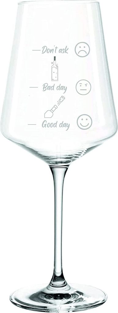 Leonardo Puccini Weinglas 560ml mit Gravur "Guter Tag/schlechter Tag" von EKM Living - für Rot- & Weisswein - Geburtstagsgeschenk für Frauen, Mä...