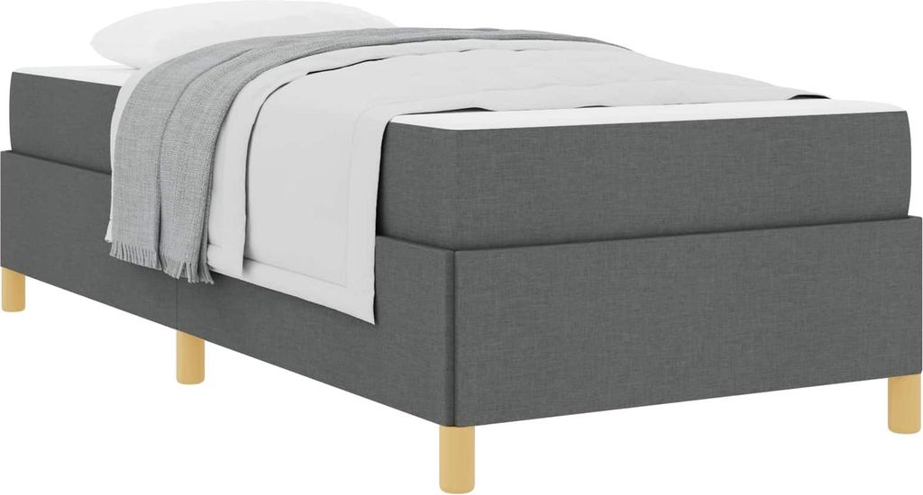 vidaXL Bettrahmen mit Matratze Dunkelgrau 90 x 200 cm Stoff