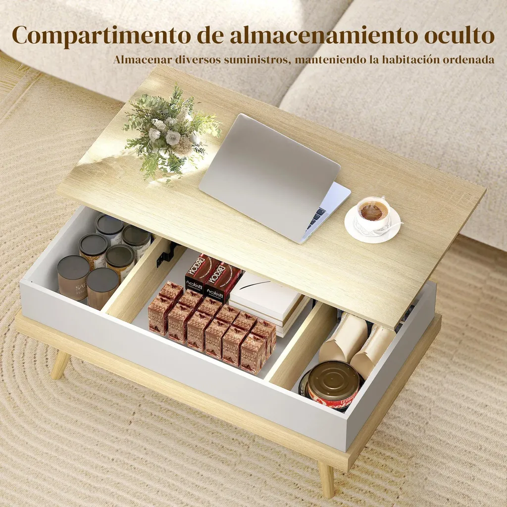 Table basse blanche idéale pour manger devant la télé avec rangements - 5