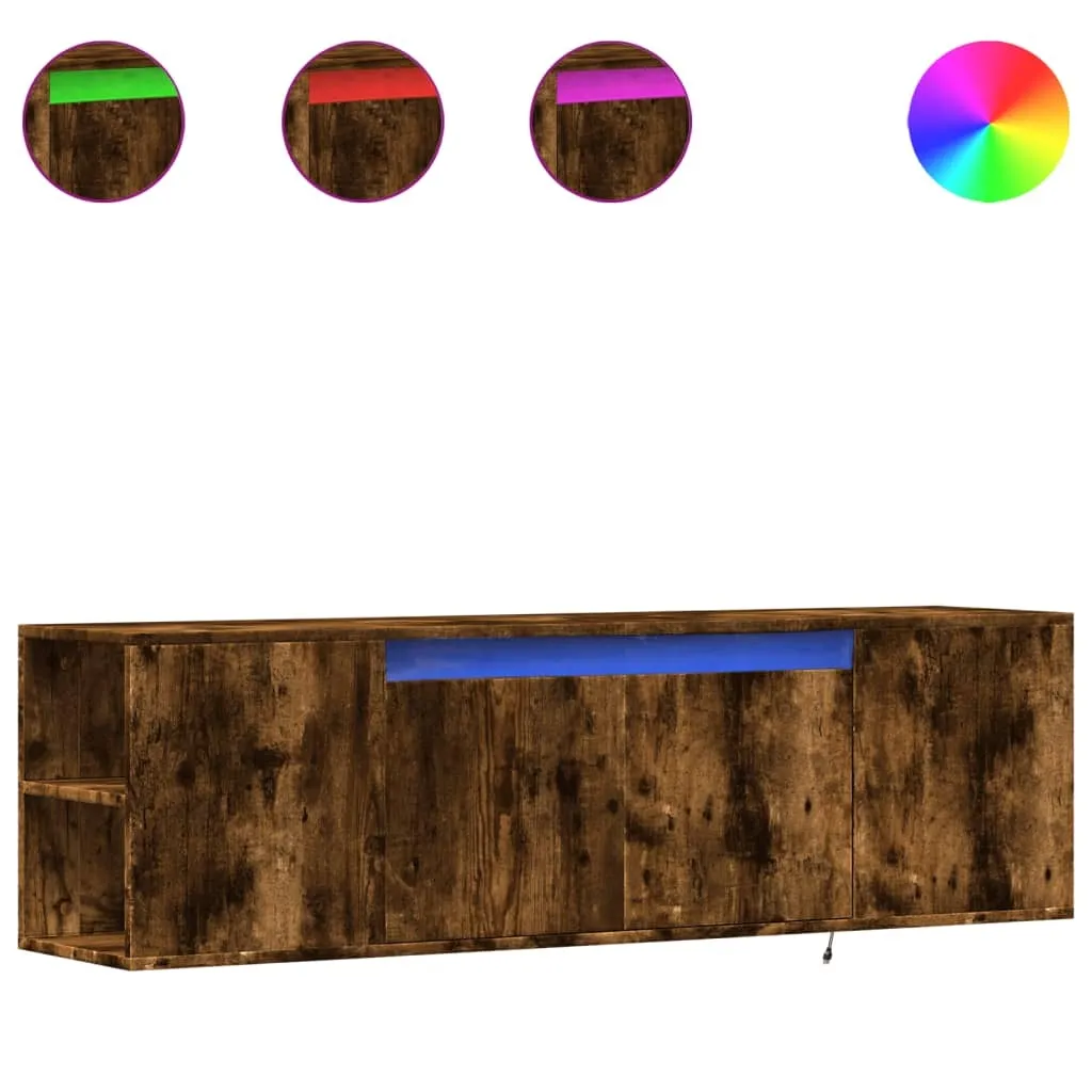 Mobile Porta TV Sospeso SYFAX™ 135x31x39,5 cm Rovere Fumo LED