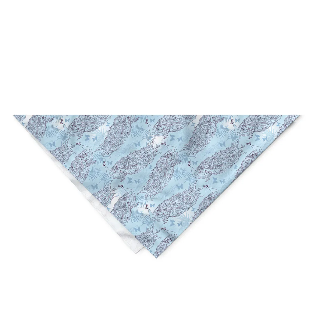 ABAKUHAUS Bandana per animali domestici con pavone, foglia di uccello e piccola farfalla, 55x55 cm, azzurro pallido prugna - 2
