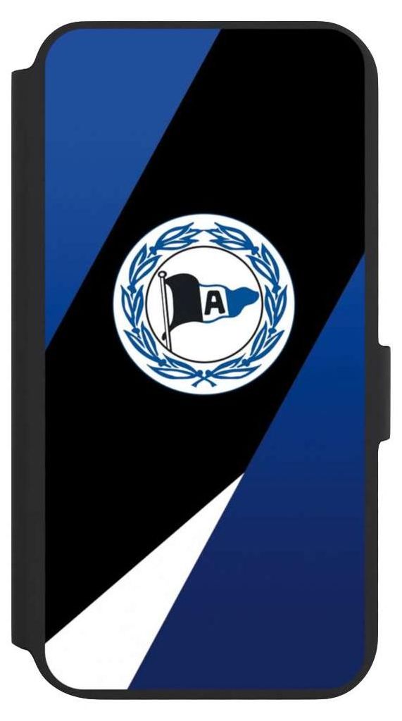 NIVOCASE Klapphülle für Samsung Galaxy S22+ Handyhülle aus Kunst Leder NIVOflip schwarz Arminia Bielefeld DSC Offizielles Lizenzprodukt