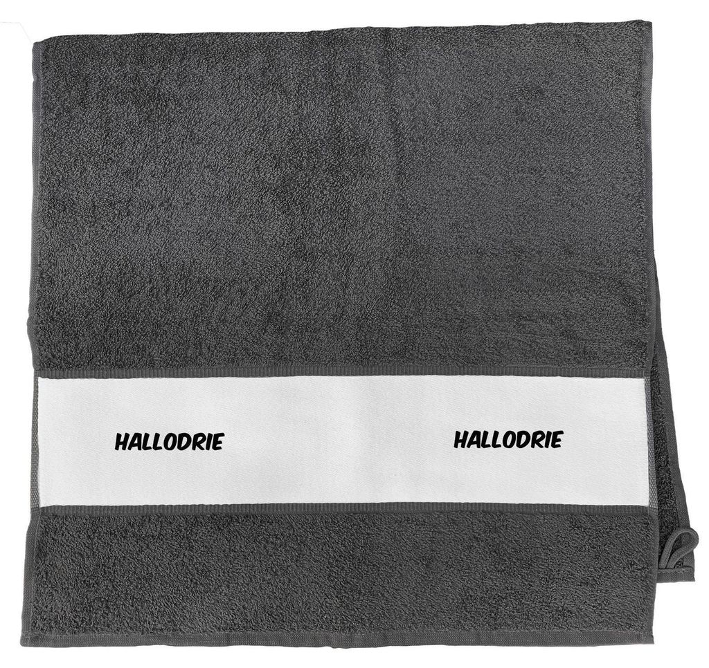 Huuraa Handtuch Hallodrie Schriftzug 50x100cm Graphite Baumwolle Handtuch Geschenkidee