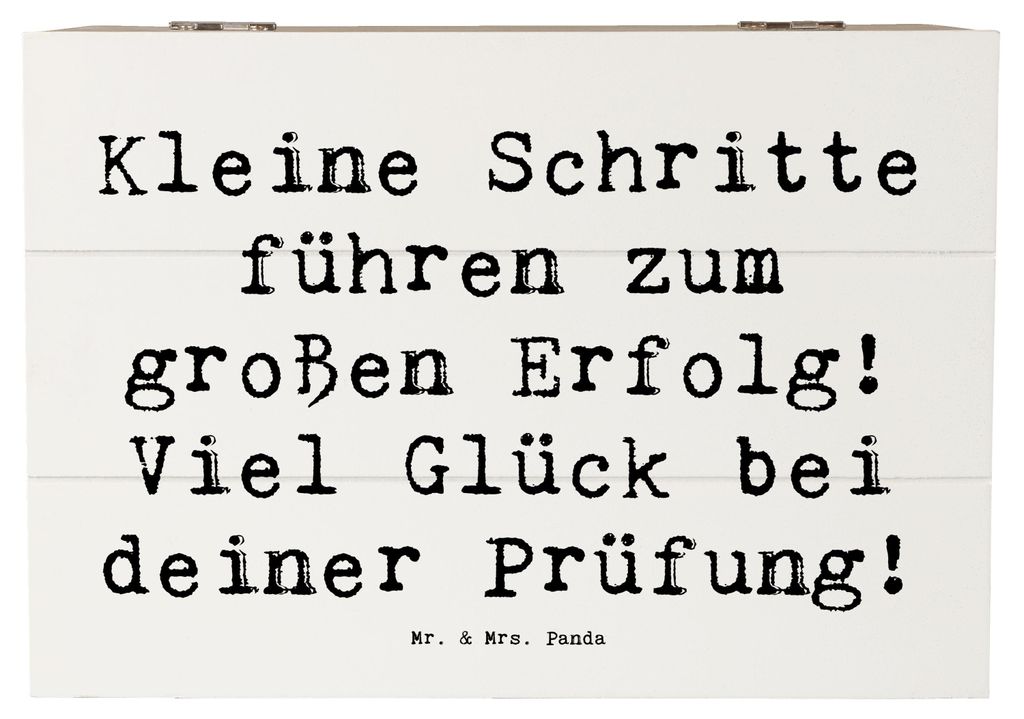 Mr. & Mrs. Panda Box aus Holz Spruch Prüfungen bestehen 22 x 15 cm - Weiß - Geschenk, positive Energie, Kiste, truhe, Motivation, Schatzkiste, Pr...