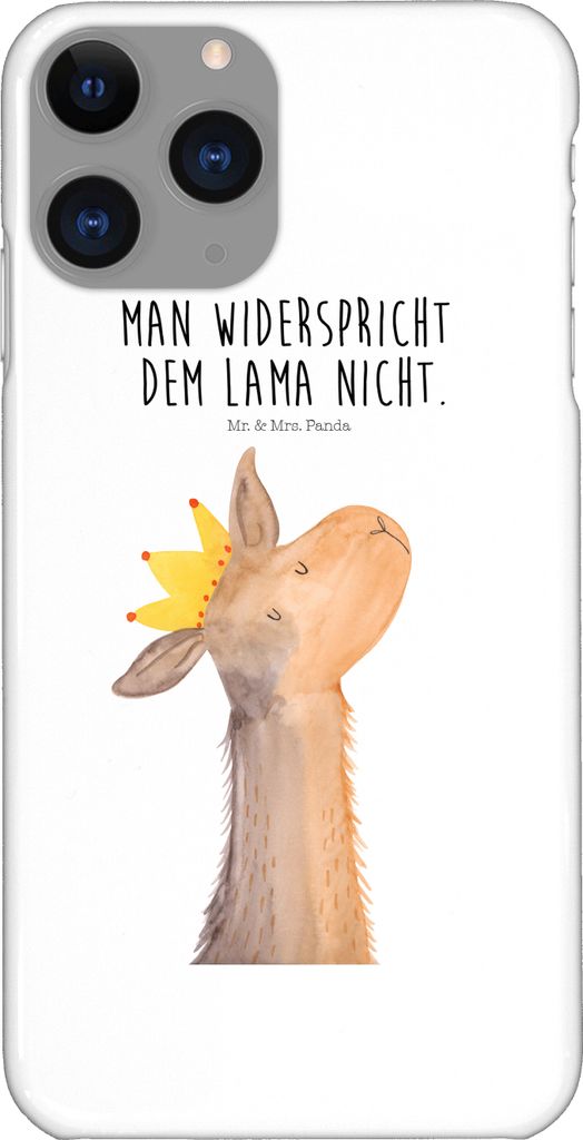 Mr. & Mrs. Panda Iphone 11 Pro Handyhülle Lamakopf König - Weiß - Geschenk, Handy Case, Lama, Premium Kunststoff, Mama, Königin, Lamas, Freundin