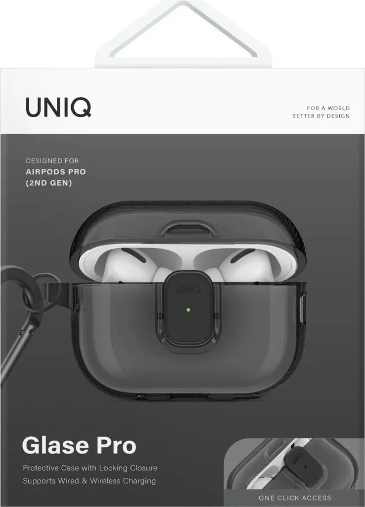UNIQ Glase Pro Case AirPods Pro 2 Black - Design Slim e Sicuro - 2