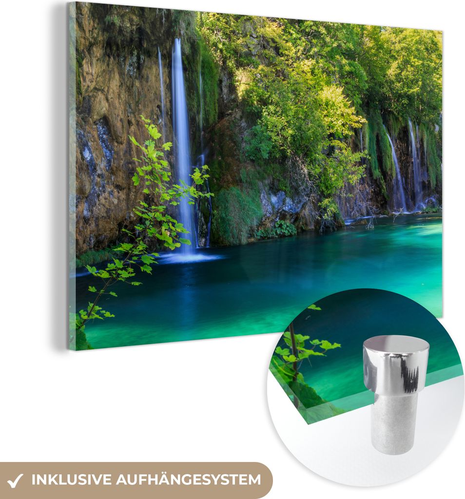MuchoWow Glasbilder - Bilder auf Wandbild - Foto auf Glas Der Nationalpark Plitvicer Seen in Kroatien 120x80 cm Wanddekoration aus Glas - Acrylglas...