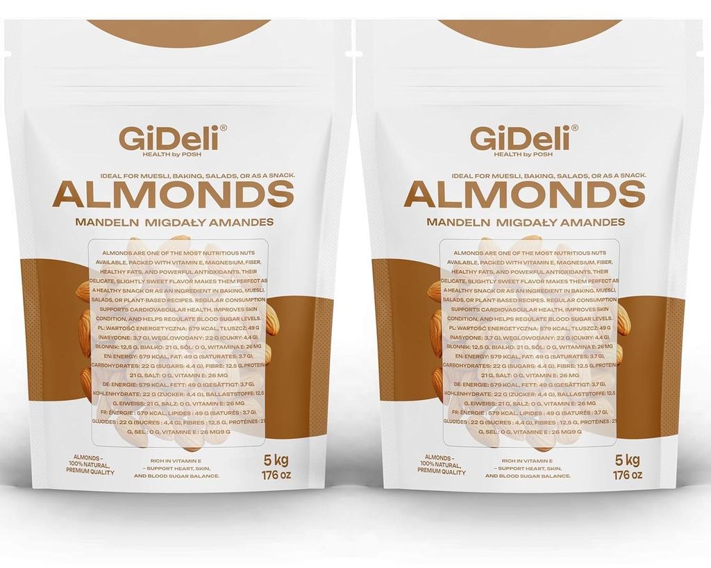 Mandeln 10kg Naturbelassen Ungesalzen Rohkost Qualität Ganze Kerne Vegan GiDeli
