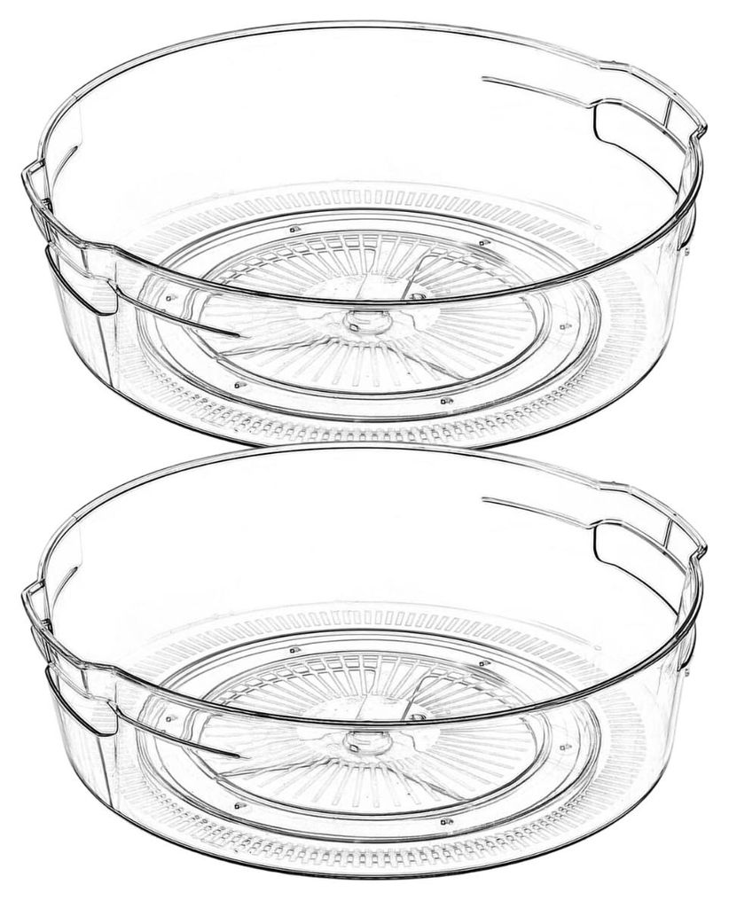 2-teiliges Lazy Dish Organiser Set, durchsichtiges Lazy Swivel Rack für 11,5-Zoll-Schränke - 360 Grad drehbar, 2 Griffe zum Organisieren und Aufb...