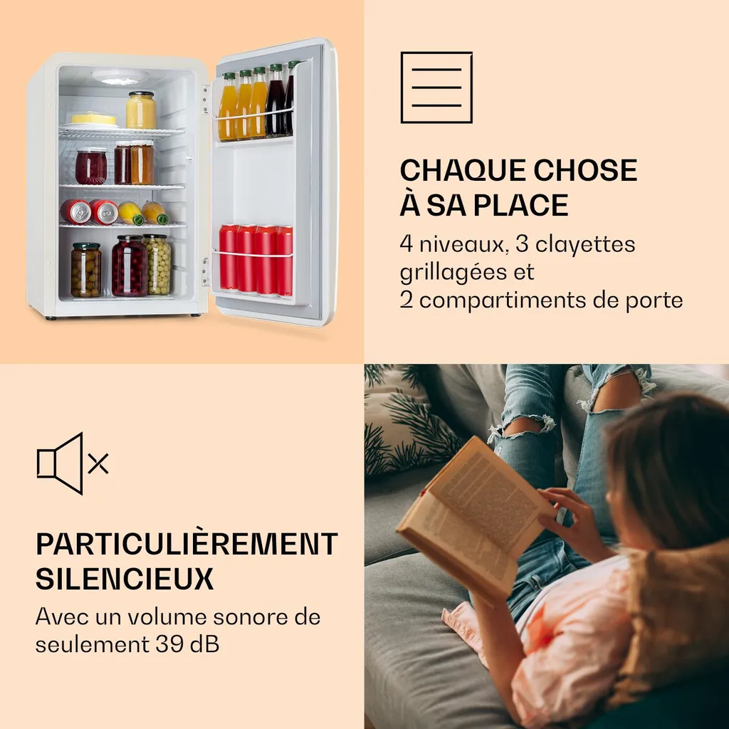 Réfrigérateur à compression 70L - Mini bar 0-10°C Audrey Mini blanc mat
