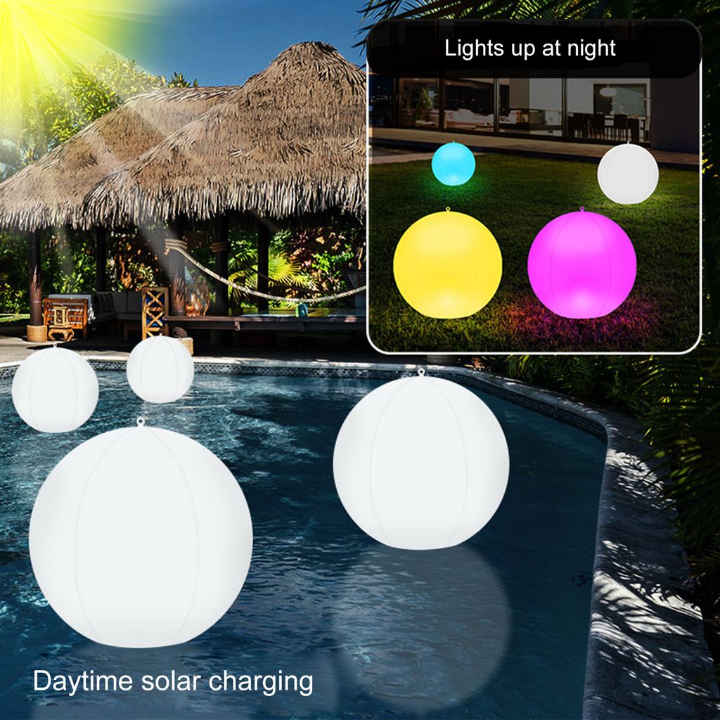 2Stück RGBW Solar Schwimmende Pool Beleuchtung, Ø34cm Produktbild 13