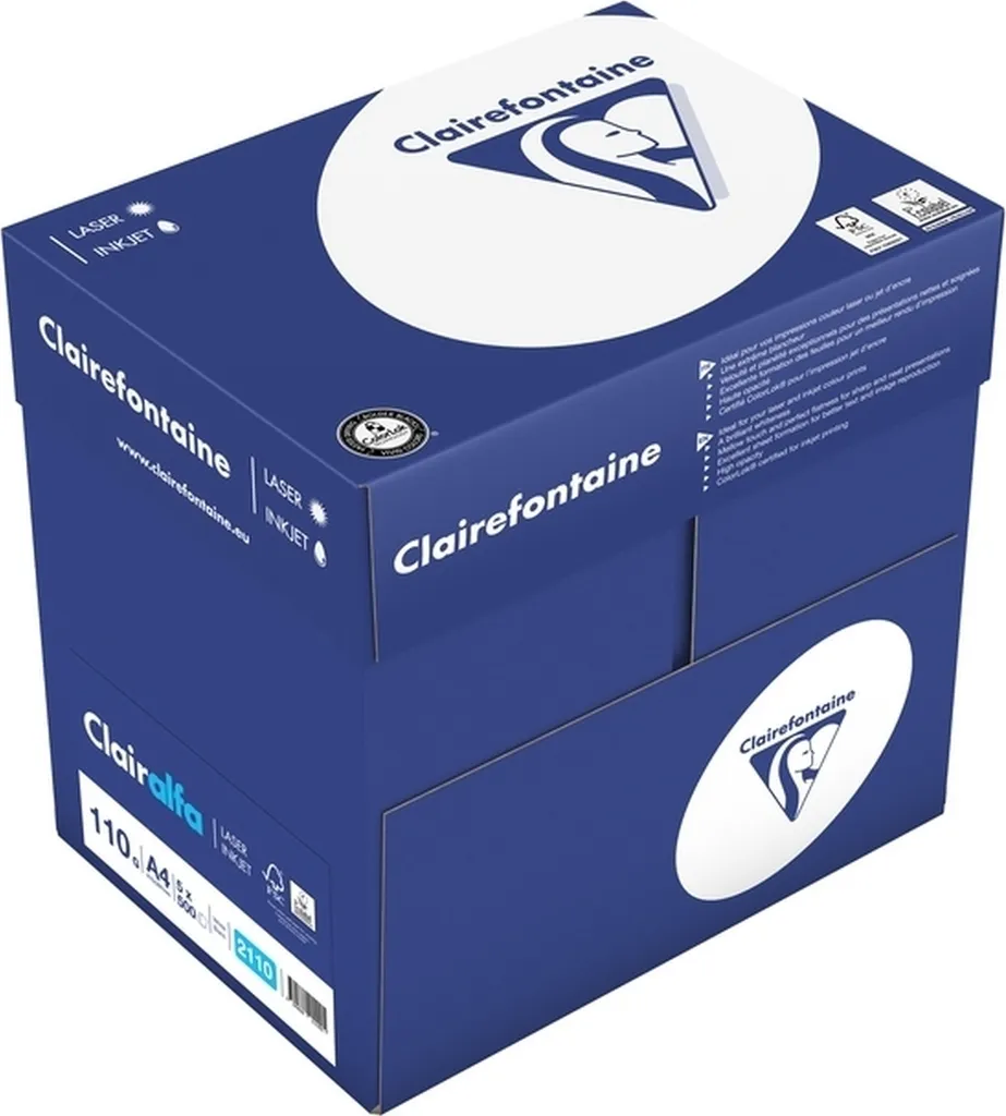Papier Clairefontaine Clairalfa A4 110g blanc - Pack de 4 x 500 feuilles
