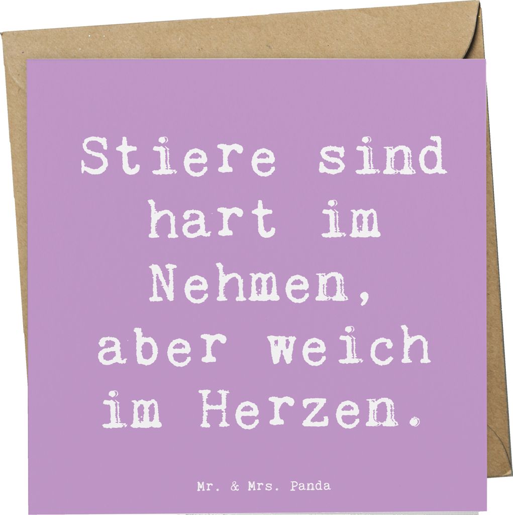Mr. & Mrs. Panda Klappkarte Spruch Stier Herz - Lavendeltraum - Geschenk, Glückwunschkarte, Geschenke Sternzeichen, Taurus, Horoskop, faltkarte, T...