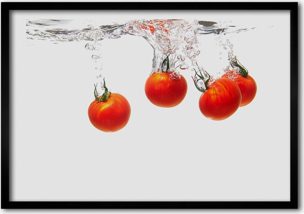 Bild - Bilder - Bilderrahmen - 70 cm x 50 cm - MDF-Rahmen, Wandkunst Tomaten unter Wasser