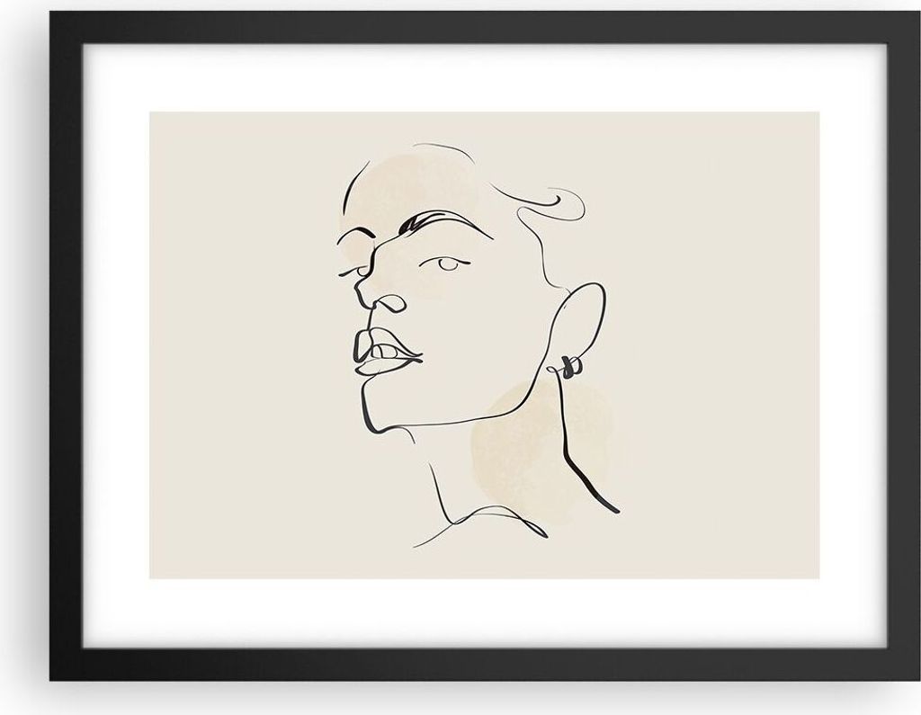 Gerahmtes Poster - Schwarzer Rahmen - Minimalismus Porträt Linie - 40x30 cm - Wand Bild - Wanddeko - Wandbilder - Kunstposter - Wandposter - Bilde...