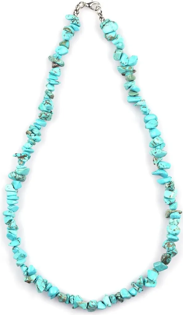 Collier turquoise naturelle 45 cm - Éclats de pierres bleues véritables