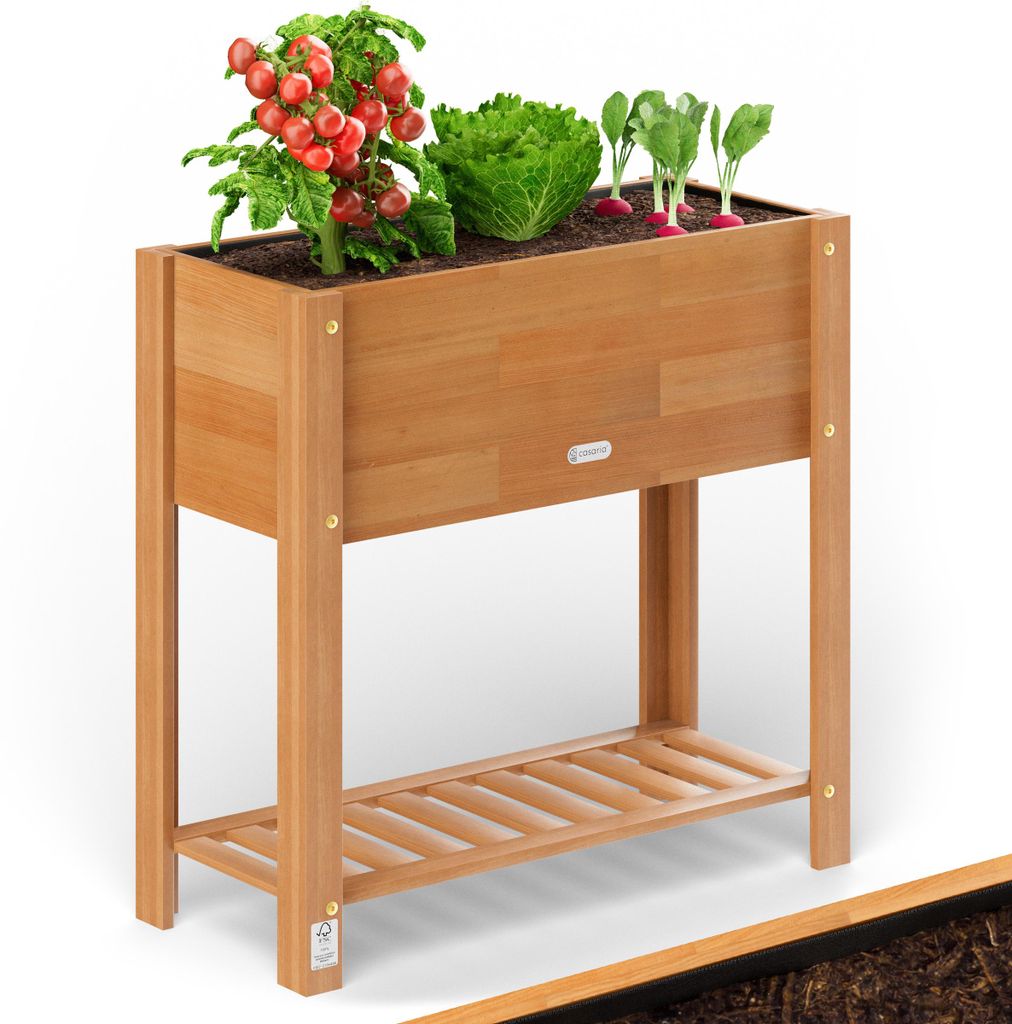 Casaria® Jardinière surélevée en Bois d'Acacia FSC® - Carré Image du produit 
