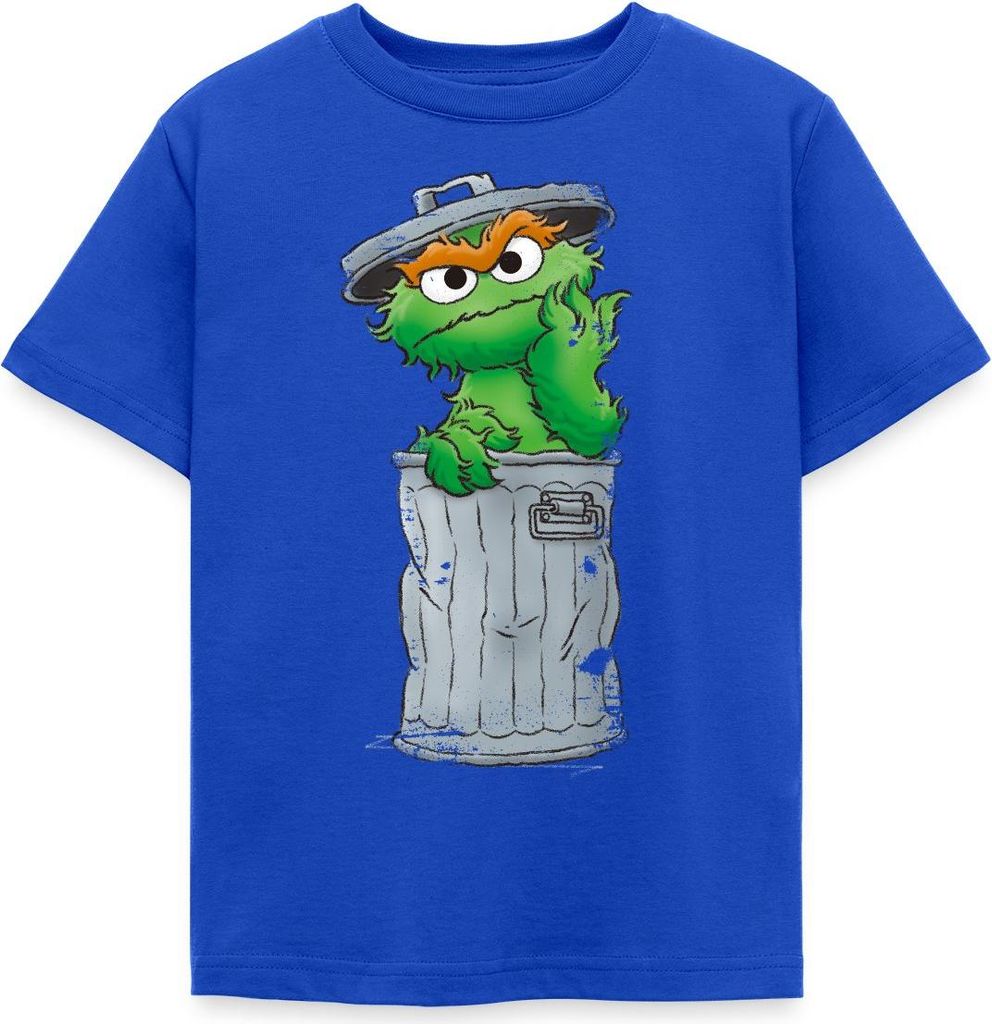 Spreadshirt Sesamstraße Oscar Mülltonne Kinder T-Shirt, 110/116 (5-6 Jahre), Royalblau
