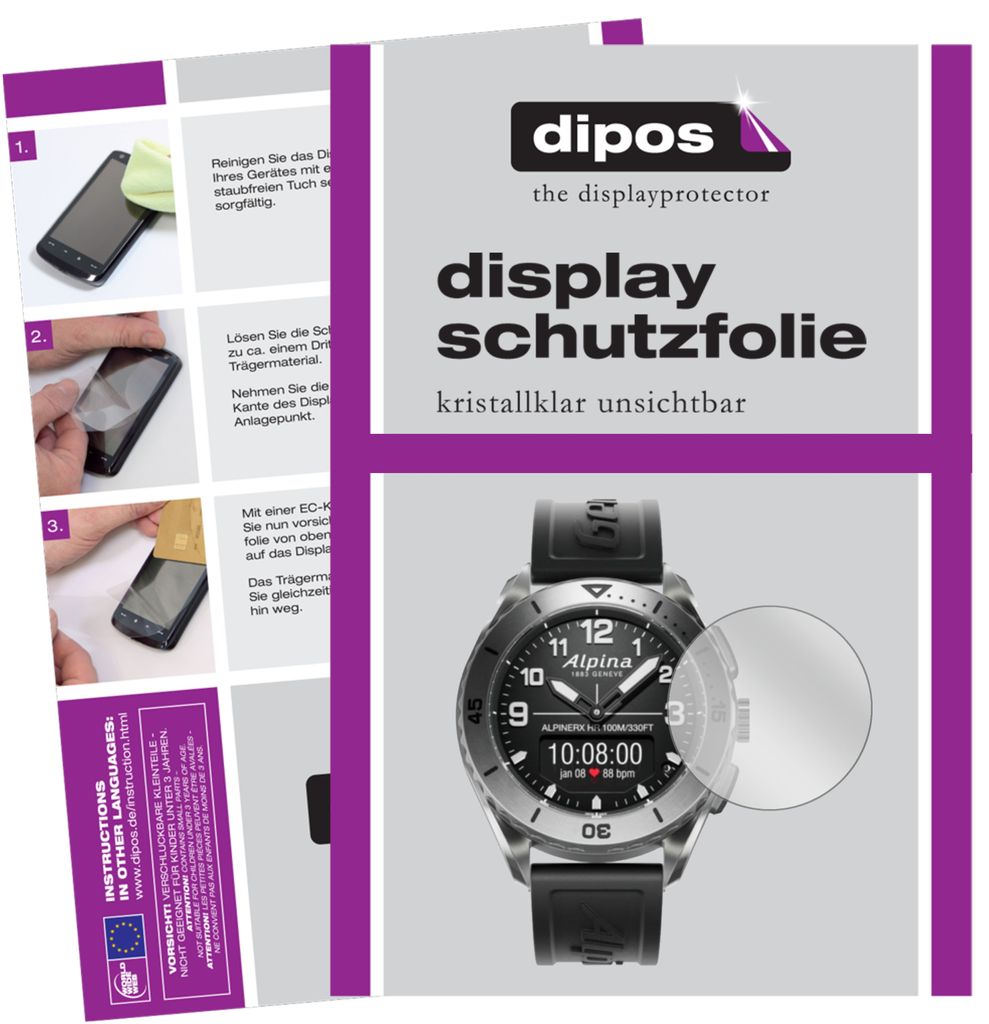 1x Schutzfolie für Alpina AlpinerX Alive klar Displayschutzfolie Folie Display Schutz dipos