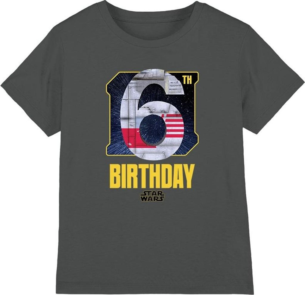 Star Wars - T-Shirt für Kinder - 6 Geburtstag TV4307 (116) (Holzkohle)