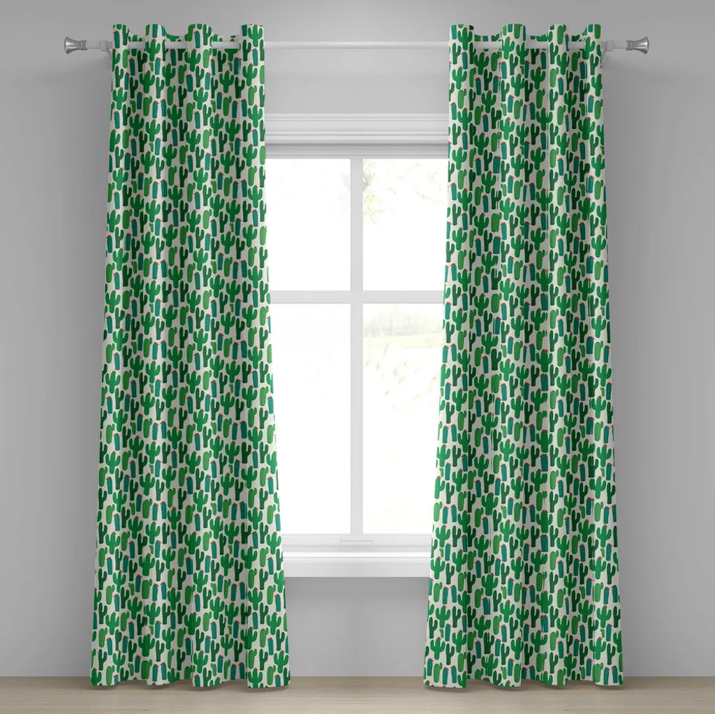 Tende Decorative 2 Pannelli ABAKUHAUS: Stile Boho Cactus 280x225 cm